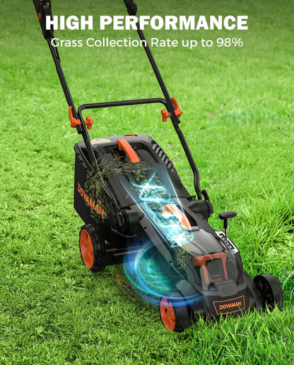 DOVAMAN LD40A 19" Cutting Deck Brushless Lawn Mower, 40V Powerful Cordless Lawn Mower, Effortless Single-Lever Height Adjustment, 3-Step Foldable Handle & Vertical Storage, 2-in-1 Mulching & Bagging
