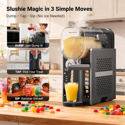 Slushie Machine for Home, 88 oz Slushy Machine, No Ice Needed Frozen Drink Maker with 6 Presets, Quiet, Auto-Clean, LED Display, Black, Perfect for Margaritas, Frappés, Milkshakes and More