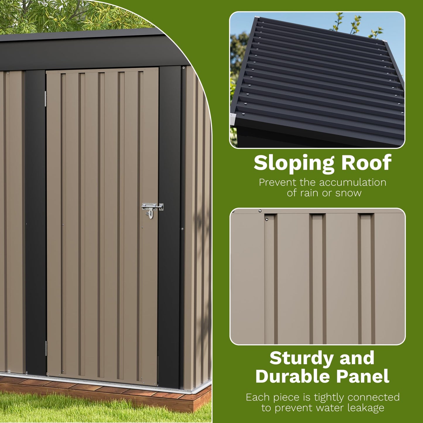 PATIOWELL 5x3 FT Outdoor Metal Storage Shed with Lockable Door