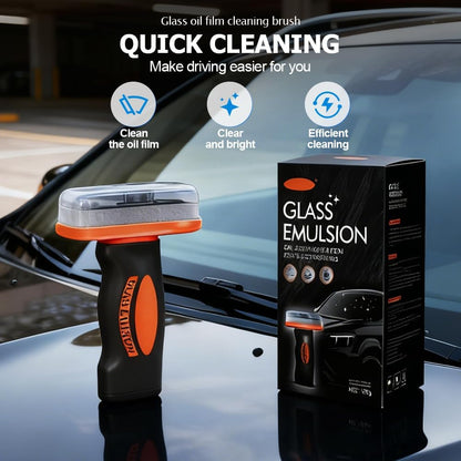 Handheld Glass Oil-Film Remover, 2026 New Upgrade Emulsion Cleaner Glass Cleaning Board, Automotive Oil Film Cleaning Brush for Car Windows (2, One Size)