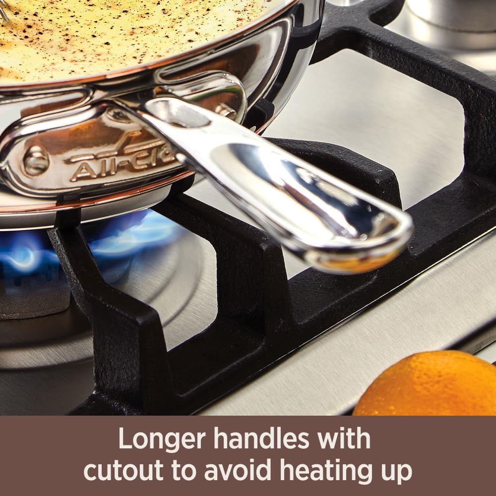 All-Clad Copper Core 5-Ply Stainless Steel Sauté Pan with Steel Lid 6 Quart Induction Oven Broiler Safe 600F Pots and Pans, Cookware Silver