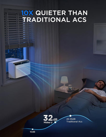 Midea 8,000 BTU U Shaped Smart Inverter Window Air Conditioner - Cools 350 Sq Ft, Ultra Quiet with Open Window Flexibility - Alexa/Google Assistant Compatible - 37% Energy Savings, Remote (Updated)