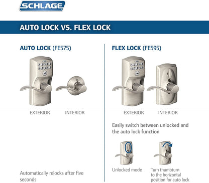 SCHLAGE Plymouth Keypad Lock with Lever Handle - Satin Chrome