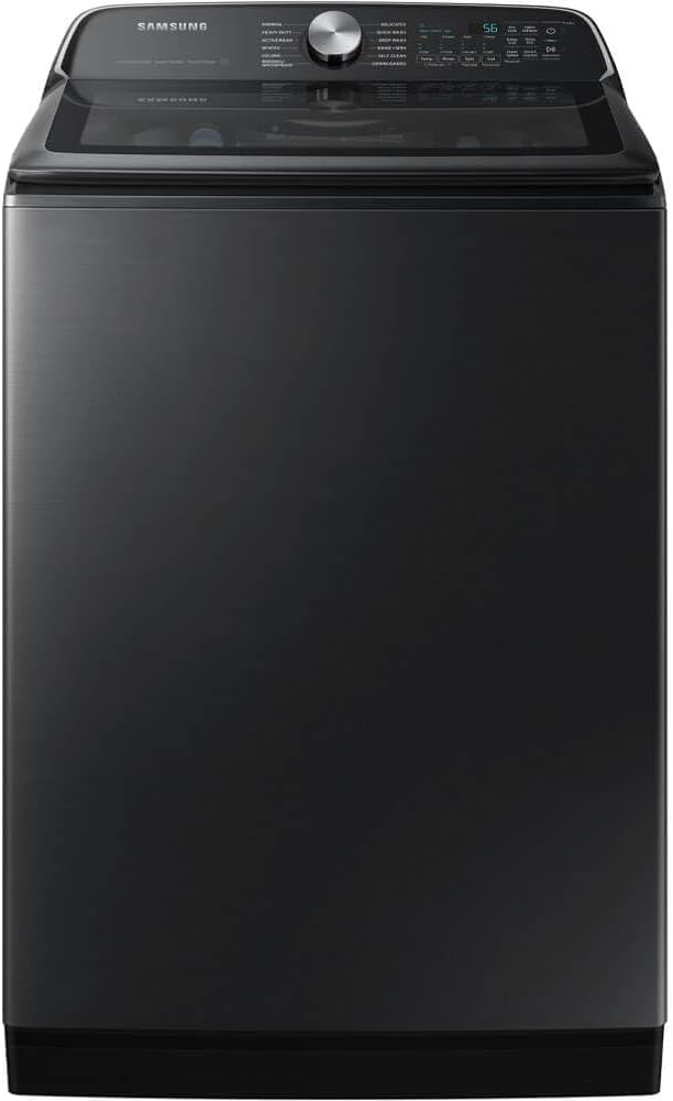 Samsung 5.5 cu. ft. Extra-Large Capacity Smart Top Load Washer with Super Speed Wash, Brushed Black, WA55CG7100AVUS