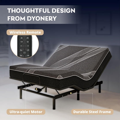 Dyonery Twin XL Adjustable Bed Base Frame with Wireless Remote + 12 Inch Twin XL Gel Memory Foam Mattress Bed in a Box, Head and Foot Incline, Zero Gravity, Fiberglass Free, 80" × 38"