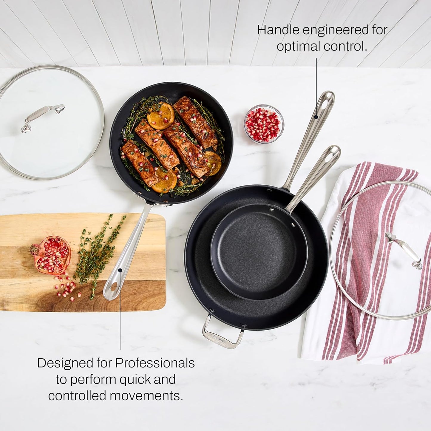 All-Clad HA1 Hard Anodized Nonstick (8-Piece) Pots and Pans Set Non Stick Cookware Sets, Oven Broiler Safe 500F, Black