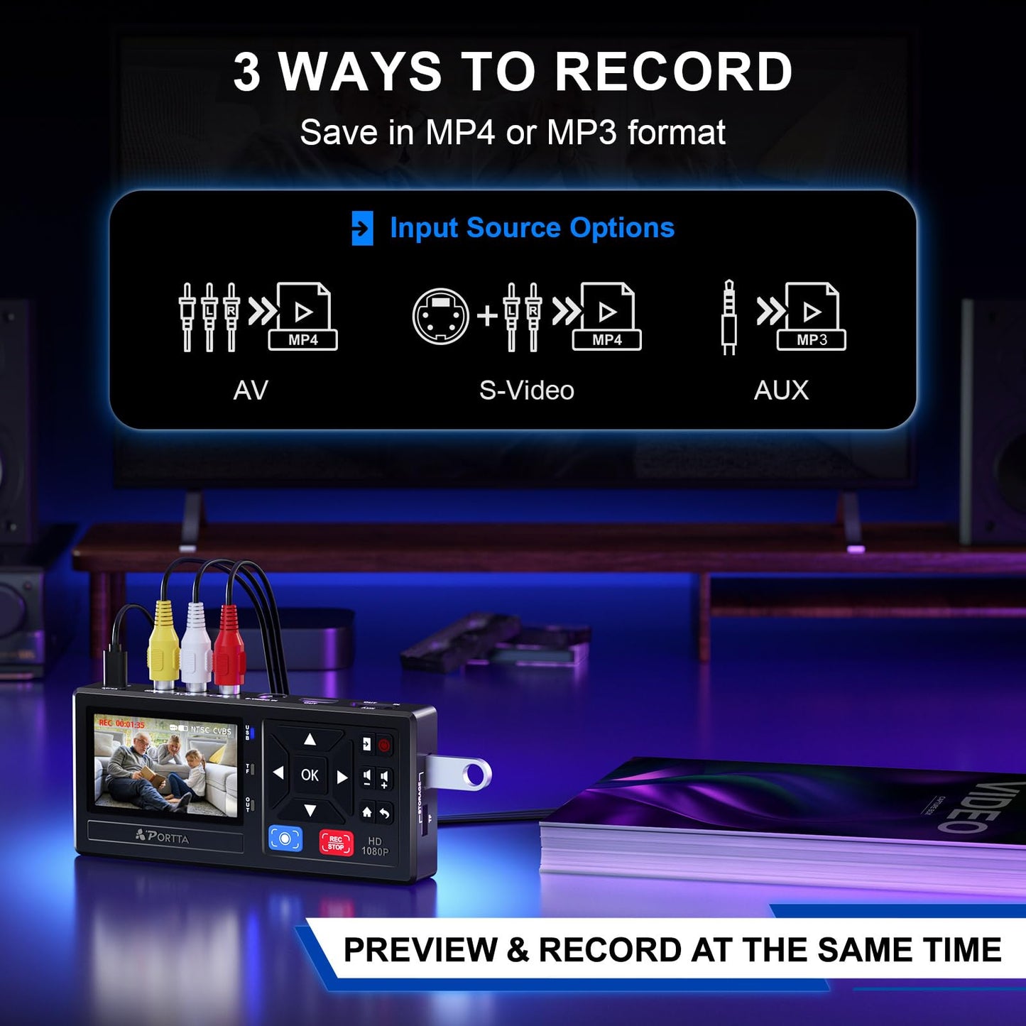 PORTTA VHS to Digital Converter with Remote - Video Recorder