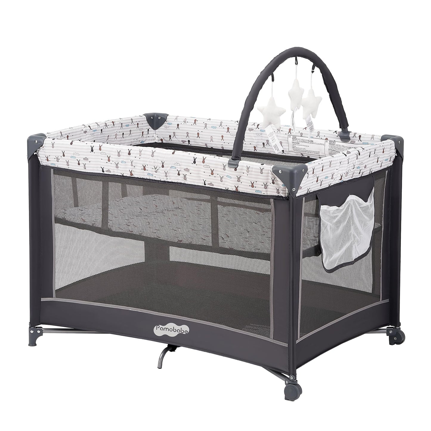 PAMO BABE Pack and Play with Bassinet - Portable Baby Playard