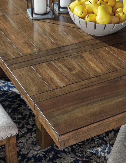 Signature Design by Ashley Moriville Rectangular Dining Extension Table, 2 Extension Leaves, Seats 8, 36" W x 86" D x 30.13" H, Wood & Acacia Veneer, Brown