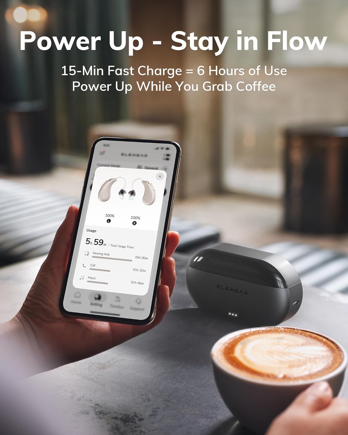 ELEHEAR-Beyond Pro Hearing Aids, Bluetooth Rechargeable OTC Hearing Aids for Seniors and Adults, Premium Sound Algorithm with VocClear 2.0, 30% Clearer Speech, Music Mode & Enhanced App, Champagne Gold