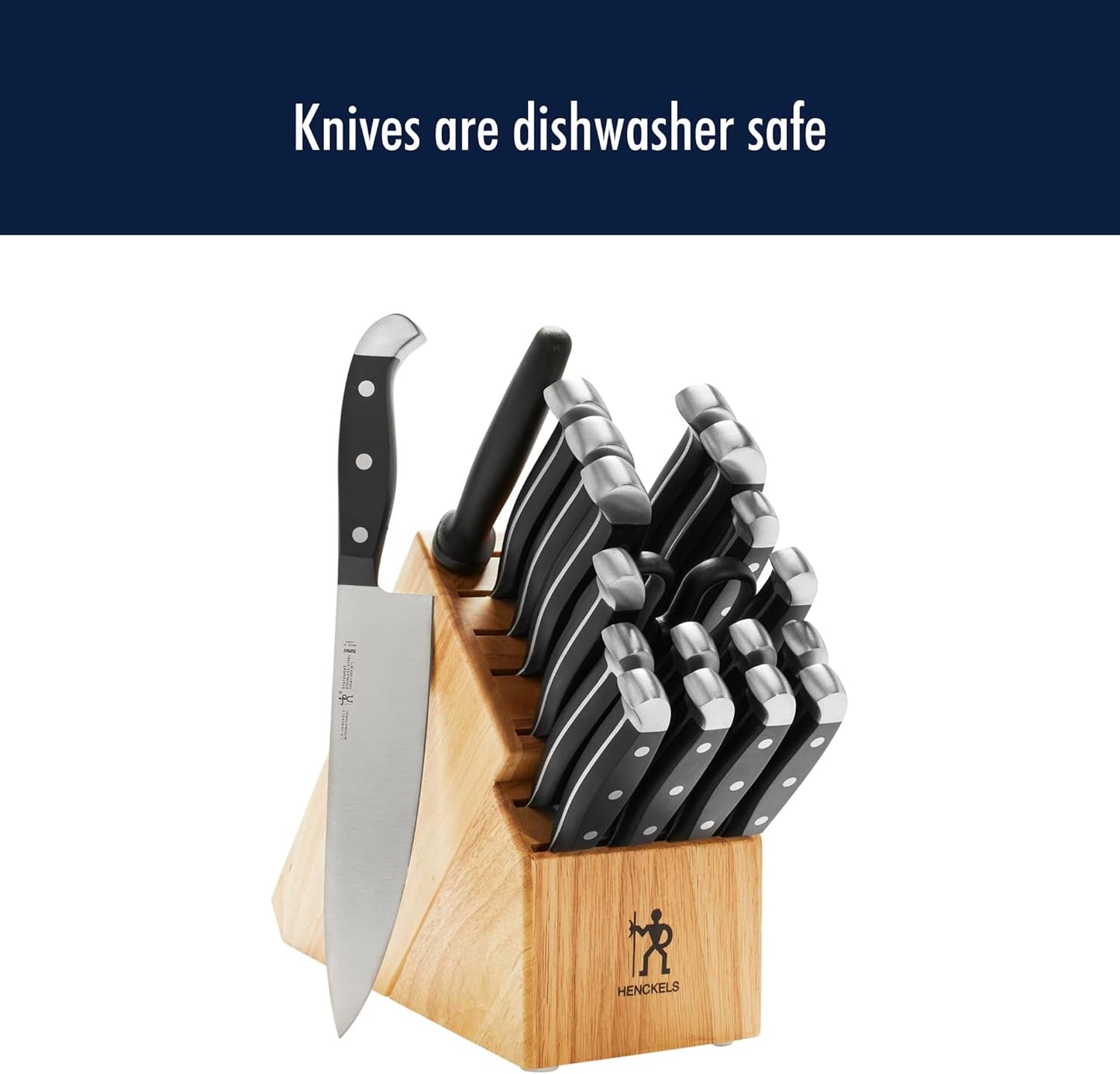 HENCKELS Statement Razor-Sharp 20-Piece Knife Set with Block, Chef Knife, Bread Knife, German Engineered Knife Informed by over 100 Years of Mastery, Natural