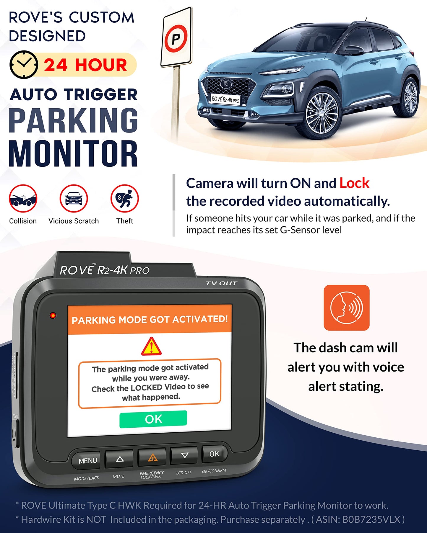ROVE R2-4K PRO Dash Cam with GPS, 5G WiFi, Night Vision