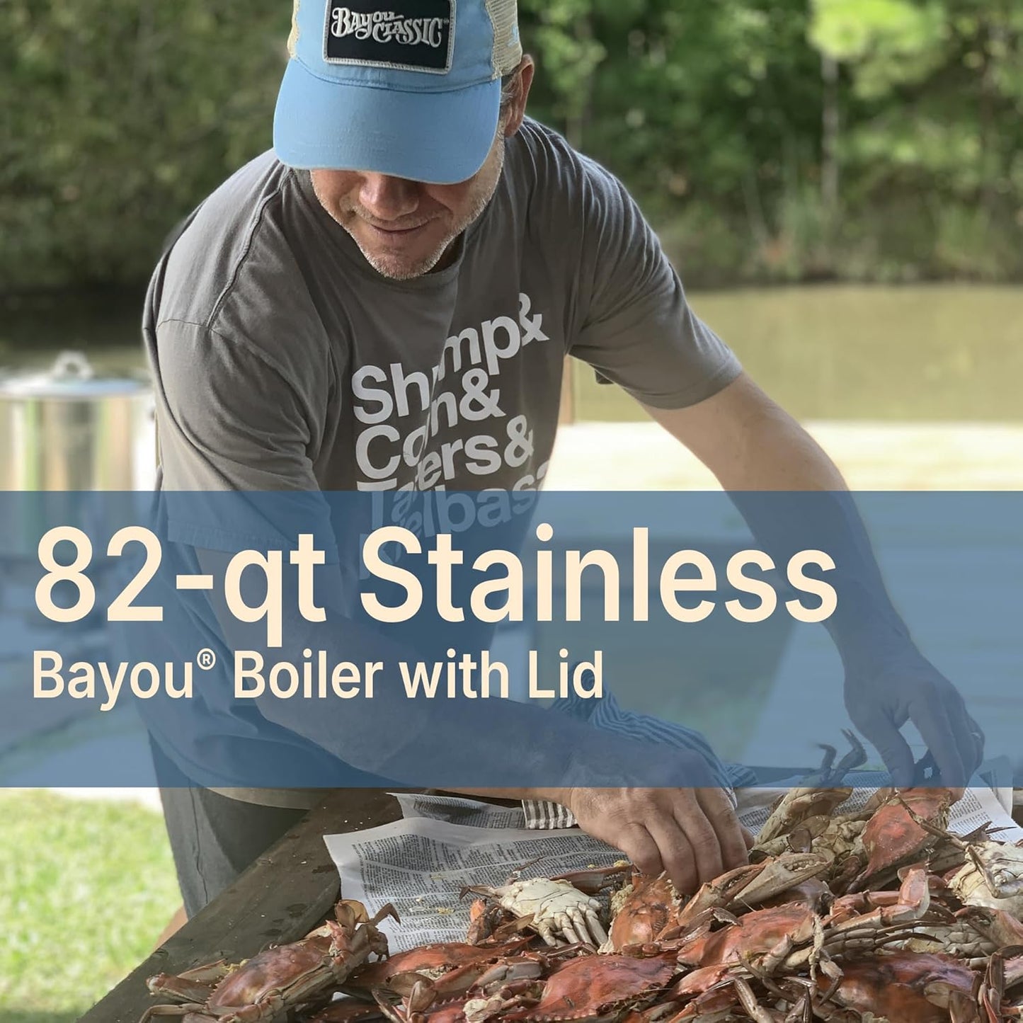 Bayou Classic KDS-982 Stainless Steel Steamer Kit Features 82-qt Stainless Stockpot with Lid, Steam Basket with Helper Handle, Single Jet 106,000 BTU Burner, 10-psi Pre-Set Regulator and 60-in Hose