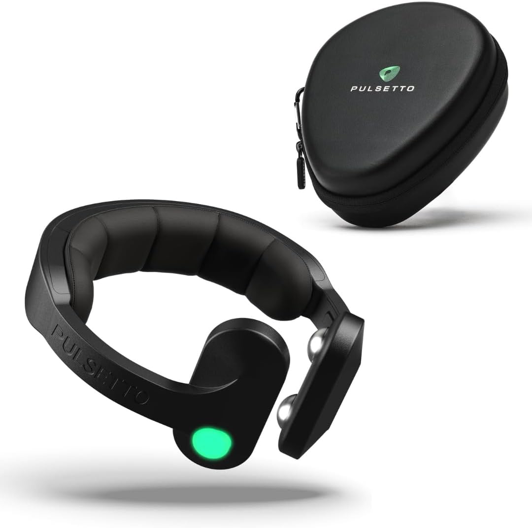 Pulsetto FIT Wellness Wearable + Hardshell Travel Case | for Relaxation, Stress Balance, Focus, and Restful Sleep | Patented Neuro Wearable Sleep Technology for Long-Term Wellness
