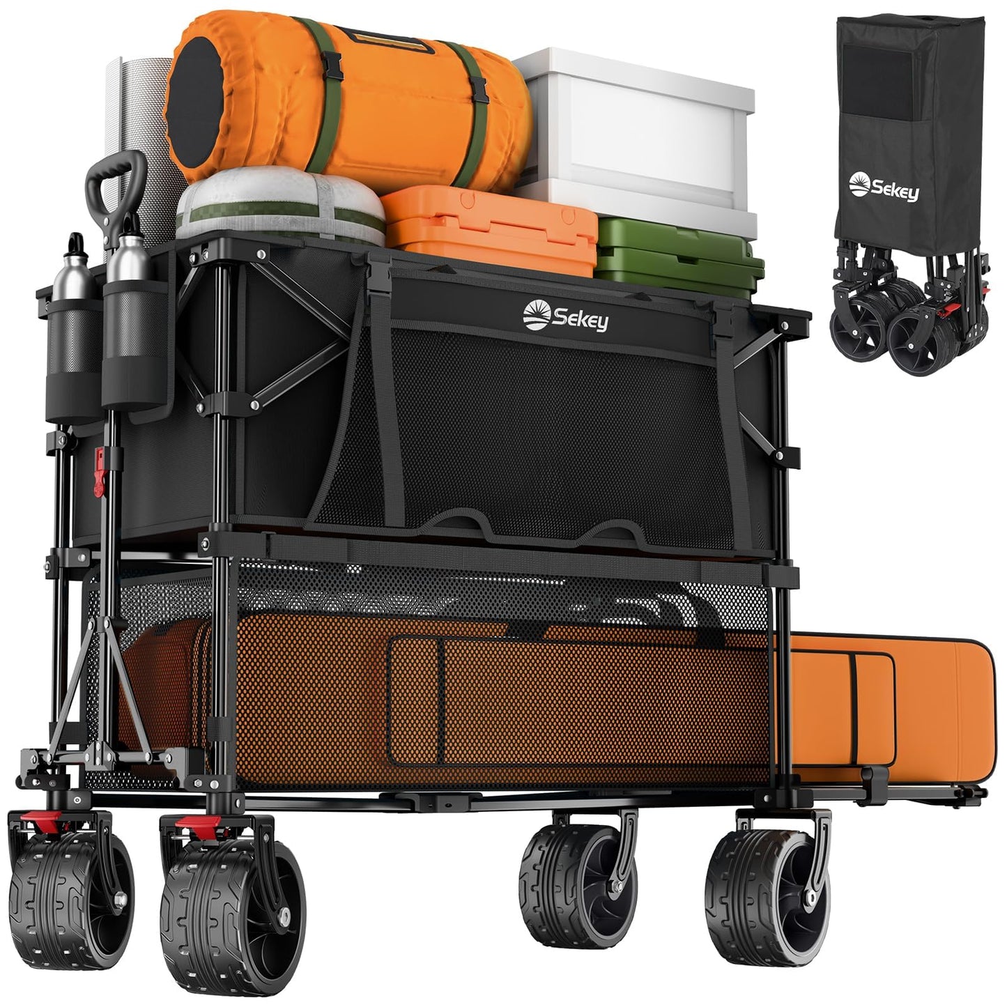 SEKEY 500LBS Heavy Duty Double Decker Garden Wagon