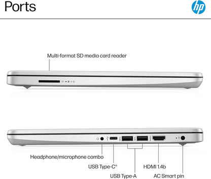 HP 14" Laptop 2025 Business Student Slim Computer, Lifetime MS Office, Copilot AI, Quad-Core Intel CPU, 16GB RAM, 628GB Storage (128GB UFS+500GB Ext), MarxsolAccessory, Wi-Fi 6, Win 11 Pro, Silver