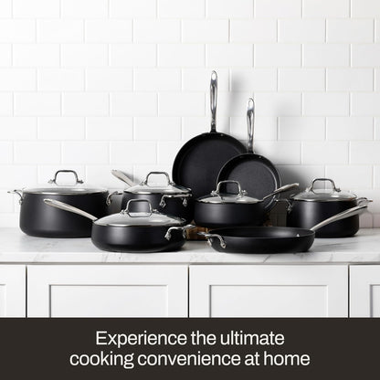 All-Clad HA1 Expert Hard Anodized Nonstick Cookware Set (13 Piece) Pots, Frying Pans, Dishwasher-Safe, Oven-Safe Up to 500°F Compatible with All Stovetops (Gas, Electric & Induction) - Black