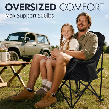 PUVASIA Oversized Camping Chair - Heavy Duty Padded Lawn Chair