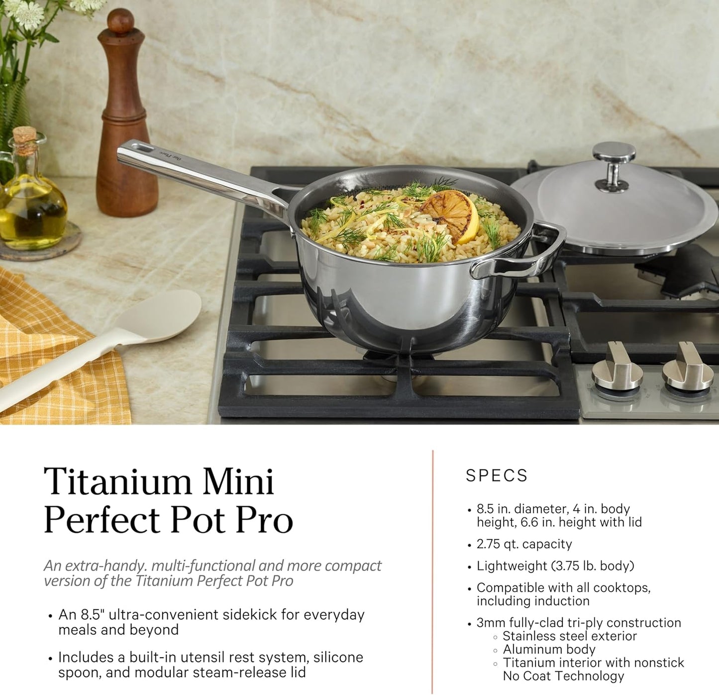 Our Place Titanium Pro Cookware Set | 10-Piece Pots and Pans Set with Always Pan Pro, Perfect Pot Pro & Minis | Non-Toxic No-Coating Nonstick | Induction & Oven-Safe up to 1000°F | Chrome