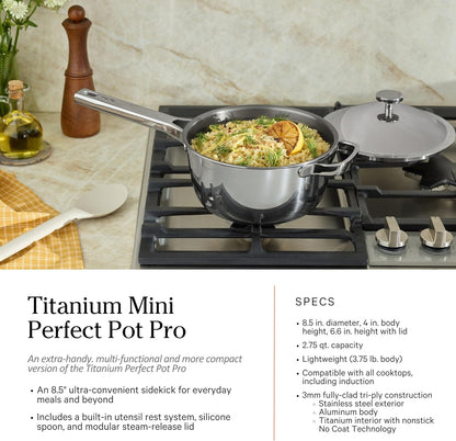 Our Place Titanium Pro Cookware Set | 10-Piece Pots and Pans Set with Always Pan Pro, Perfect Pot Pro & Minis | Non-Toxic No-Coating Nonstick | Induction & Oven-Safe up to 1000°F | Chrome