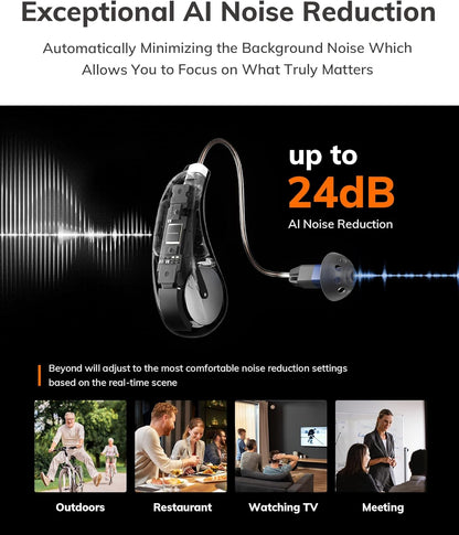 ELEHEAR-Beyond OTC Hearing Aids, AI Powered Speech Enhancement, Superior Sound Quality, Connectivity with iOS or Android Devices via Bluetooth 5.3, for Seniors and Adults