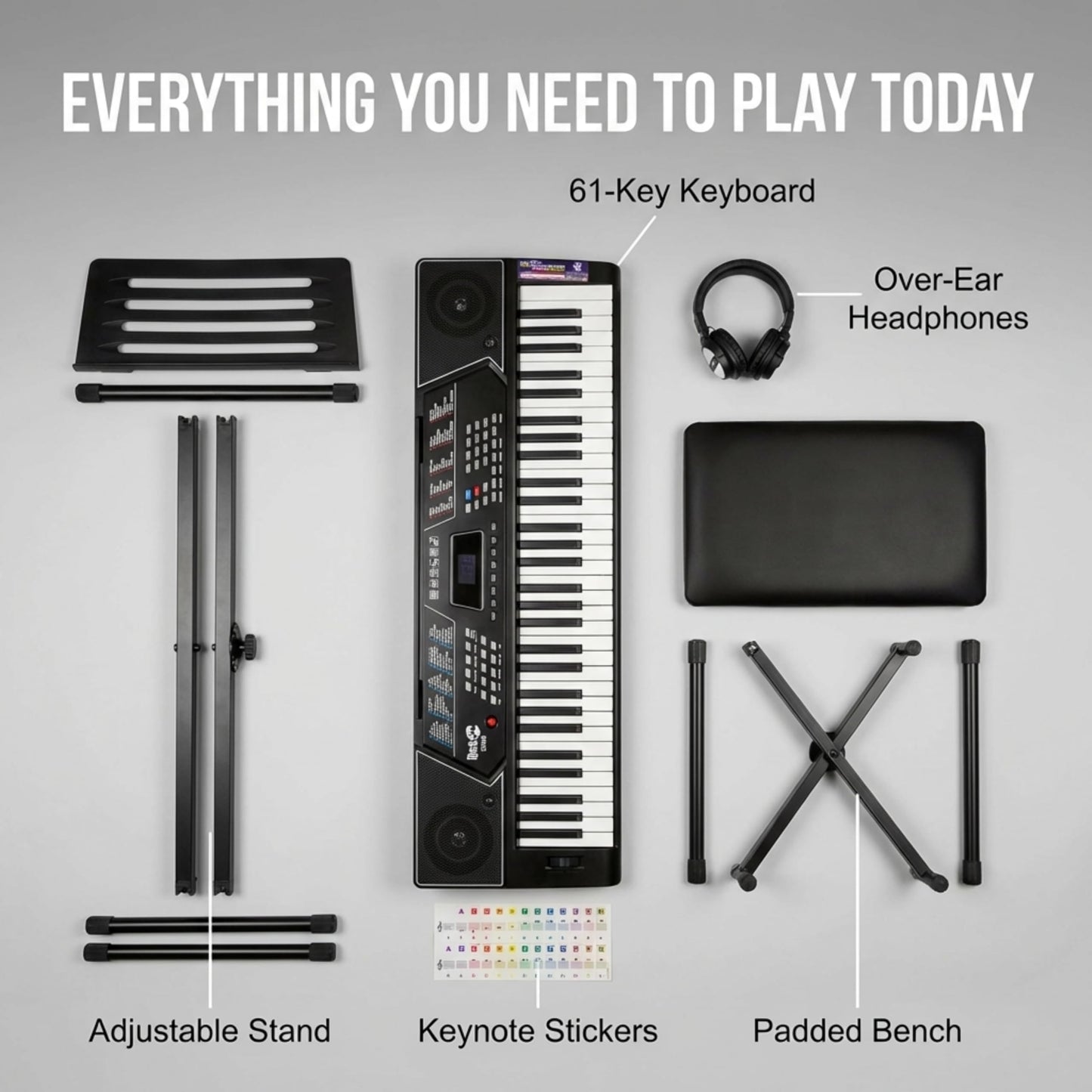 ROCKJAM 61-Key Keyboard Piano with Stand, Bench & Headphones