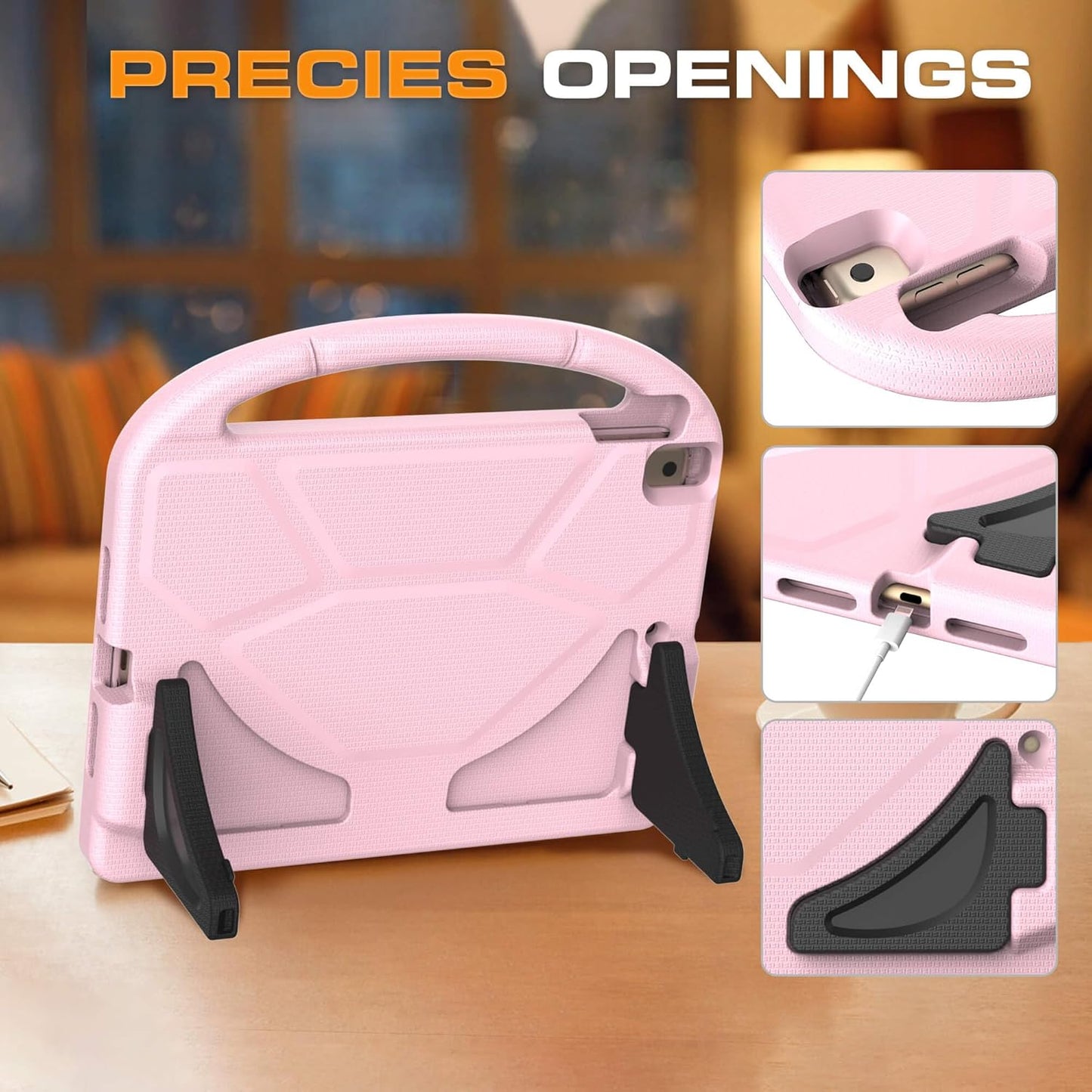 Kids Case for iPad 9th/8th/7th Generation, iPad 10.2 Kids Case with Built-in Screen Protector, Durable Shockproof Handle Stand Protective Cover for iPad 10.2 Inch 2021/2020/2019, Light Pink
