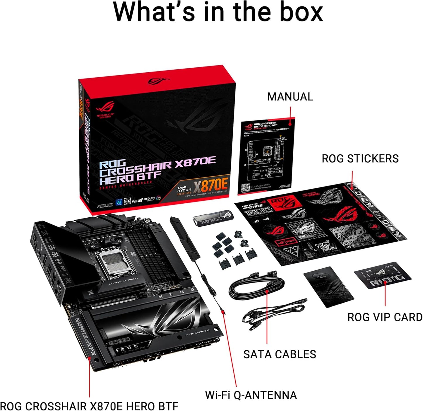 ROG Crosshair X870E Hero BTF AMD ATX Board with Hidden-Connector Design & high-Power GPU Slot for Clean Cable Management, 18+2+2 Power, DDR5, WiFi 7, 5X M.2, PCIe 5.0, USB4, Advanced AI PC Ready