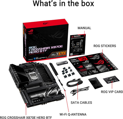 ROG Crosshair X870E Hero BTF AMD ATX Board with Hidden-Connector Design & high-Power GPU Slot for Clean Cable Management, 18+2+2 Power, DDR5, WiFi 7, 5X M.2, PCIe 5.0, USB4, Advanced AI PC Ready