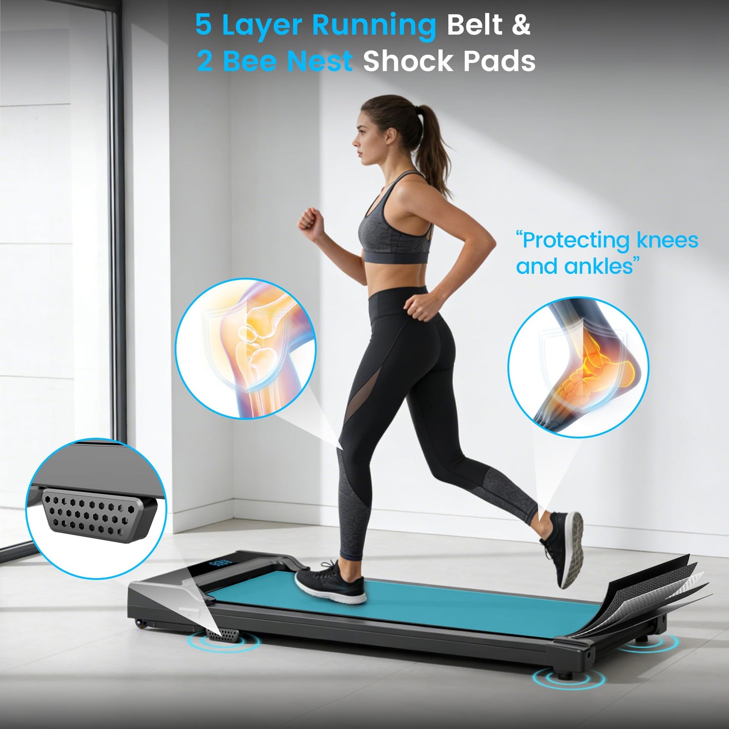 RYTHKORE Walking Pad Treadmill - Portable Under Desk Electric