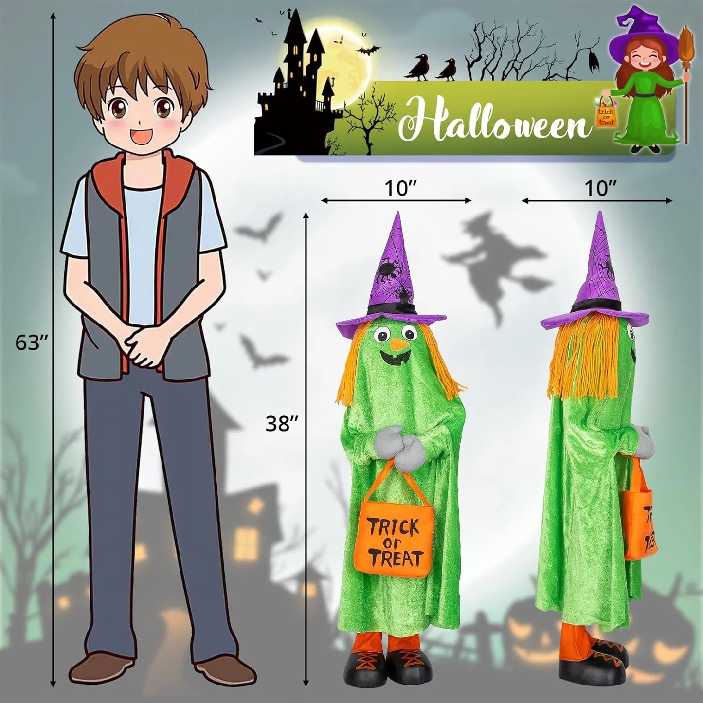 Halloween Decorative Porch 4-Pack Trick-or-Treat Jack-O-Lanterns
