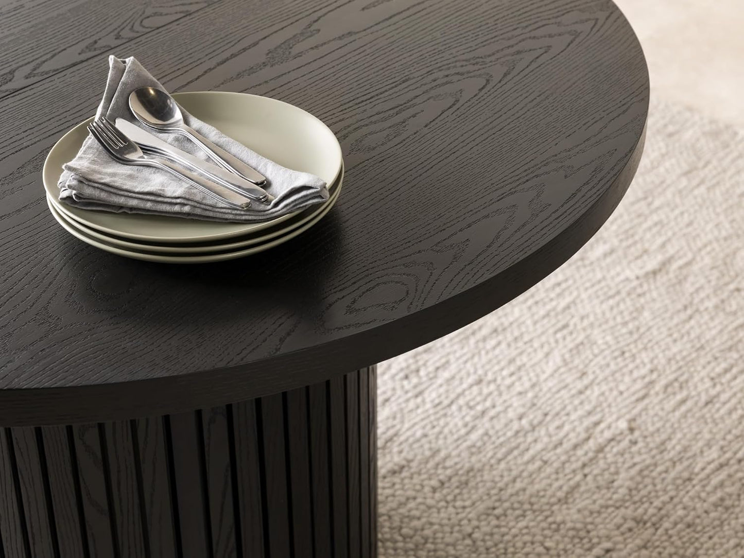 Transformer Table - Solid Wood Extendable Round Dining Table Set with 6 Chairs, Seats 2-10, Extendable Round Dining Set, Space-Saving Modern Furniture, Black (Table + 6 Chairs)