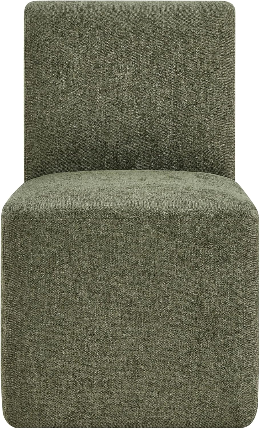 CHITA Dining Chairs with Casters Set of 4, FSC Certified Upholstered Armless Modern Rolling Dining Chairs with Rollers for Bedroom Reading Room Living Room, Moss Green
