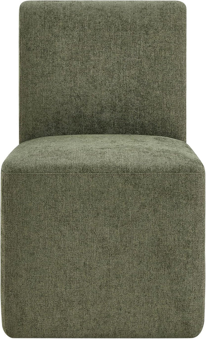 CHITA Dining Chairs with Casters Set of 4, FSC Certified Upholstered Armless Modern Rolling Dining Chairs with Rollers for Bedroom Reading Room Living Room, Moss Green