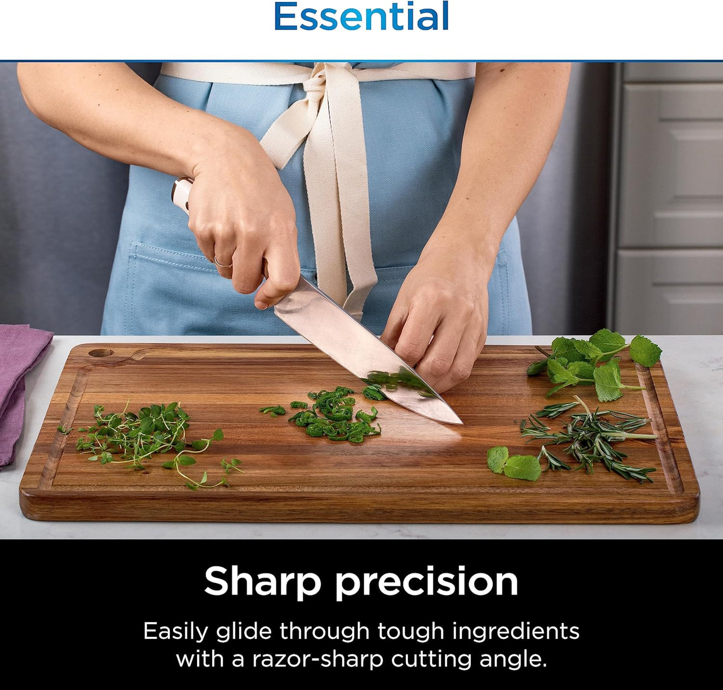 Ninja K12007WHBN NeverDull 7-Piece Prep Knife System, Essential, High Carbon Stainless Steel, Built-in Sharpener, White