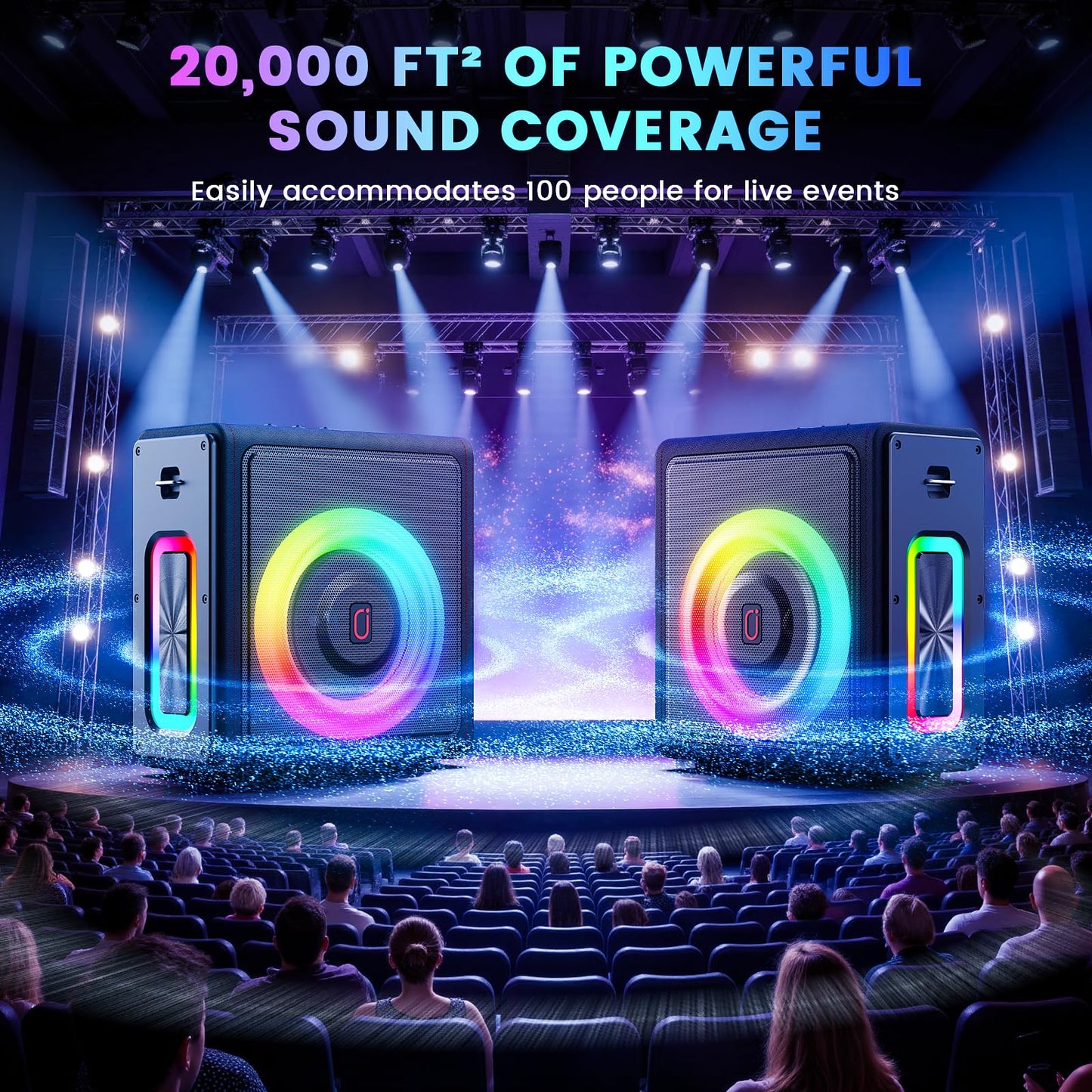 PPMIC Karaoke Machine with Bluetooth 5.3 & 2 Microphones