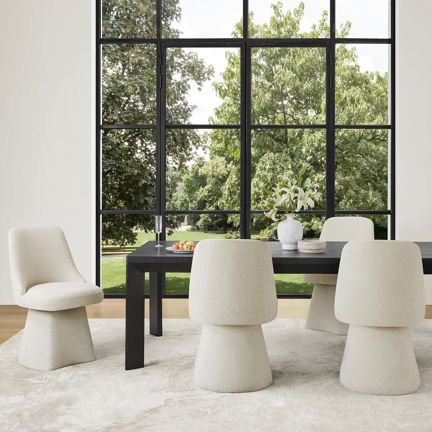KISLOT Swivel Dining Chairs Set of 4, Upholstered Mid Century Modern Deskchair with High Back, Linen Fabric Kitchen Chairs for Dining Room, Bedroom, Dressing Room, Linen