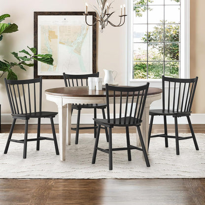 LUE BONA Upgraded Dining Chairs Set of 8, Farmhouse Wooden Spindle Back Kitchen Chairs, Windsor Dining Chairs for Kitchen and Dining Room, Black