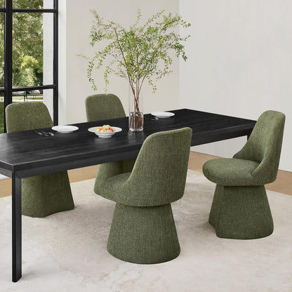 KISLOT Swivel Dining Chairs Set of 4, Upholstered Mid Century Modern Deskchair with High Back, Linen Fabric Kitchen Chairs for Dining Room, Bedroom, Dressing Room, Green