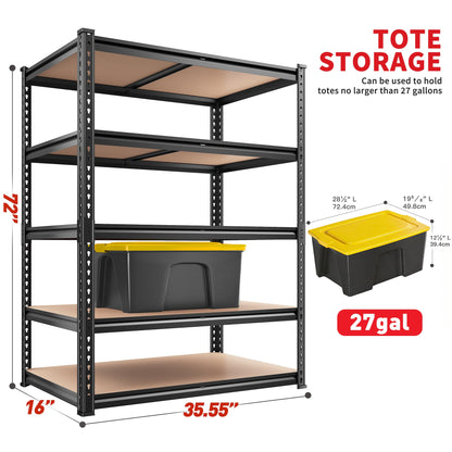REIBII 2400LBS Heavy Duty 5 Tier Adjustable Storage Shelves
