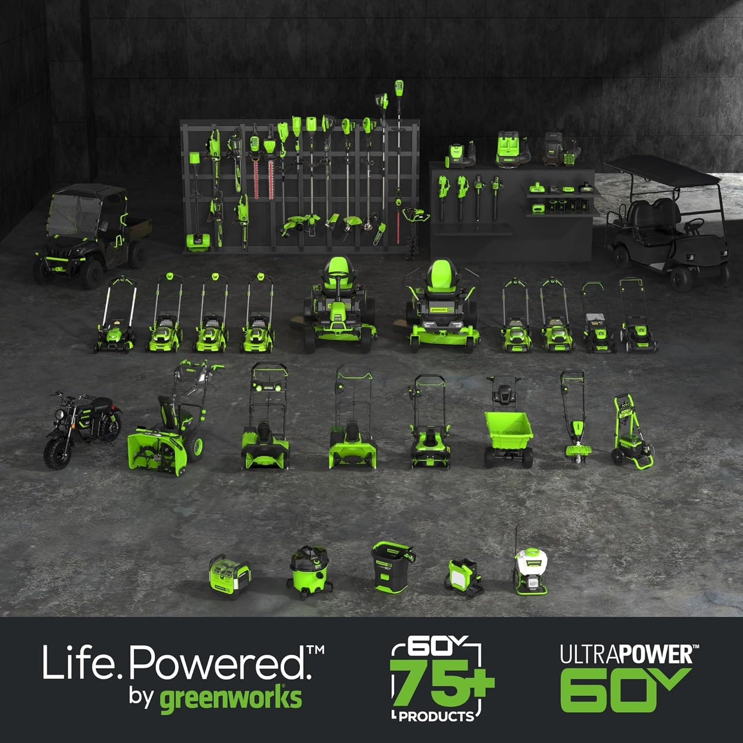 Greenworks 60V 21" Brushless (Push) Cordless Lawn Mower, 5.0Ah Battery (1/2 Acre, Rapid Charger, 4-in-1, LED Lights, IPX4)