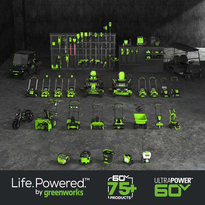 Greenworks 60V 21" Brushless (Push) Cordless Lawn Mower, 5.0Ah Battery (1/2 Acre, Rapid Charger, 4-in-1, LED Lights, IPX4)