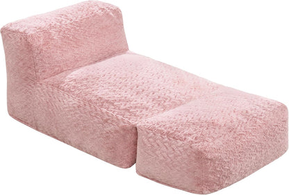 Hobestluk Bean Bag Chair Big Bean Bag Lounger for Adults Bean Bag Couch with Memory Foam Filled for Living Room, Bedroom or Balcony (Chevron Plush Pink)