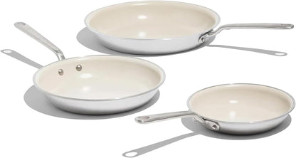 Made In Cookware - 3-Piece (Includes 8", 10", 12") Ceramic Non Stick Frying Pan Set (Discontinued CeramiClad 1.0) - 5-Ply Stainless Clad with Stay-Cool Handle - Professional Cookware