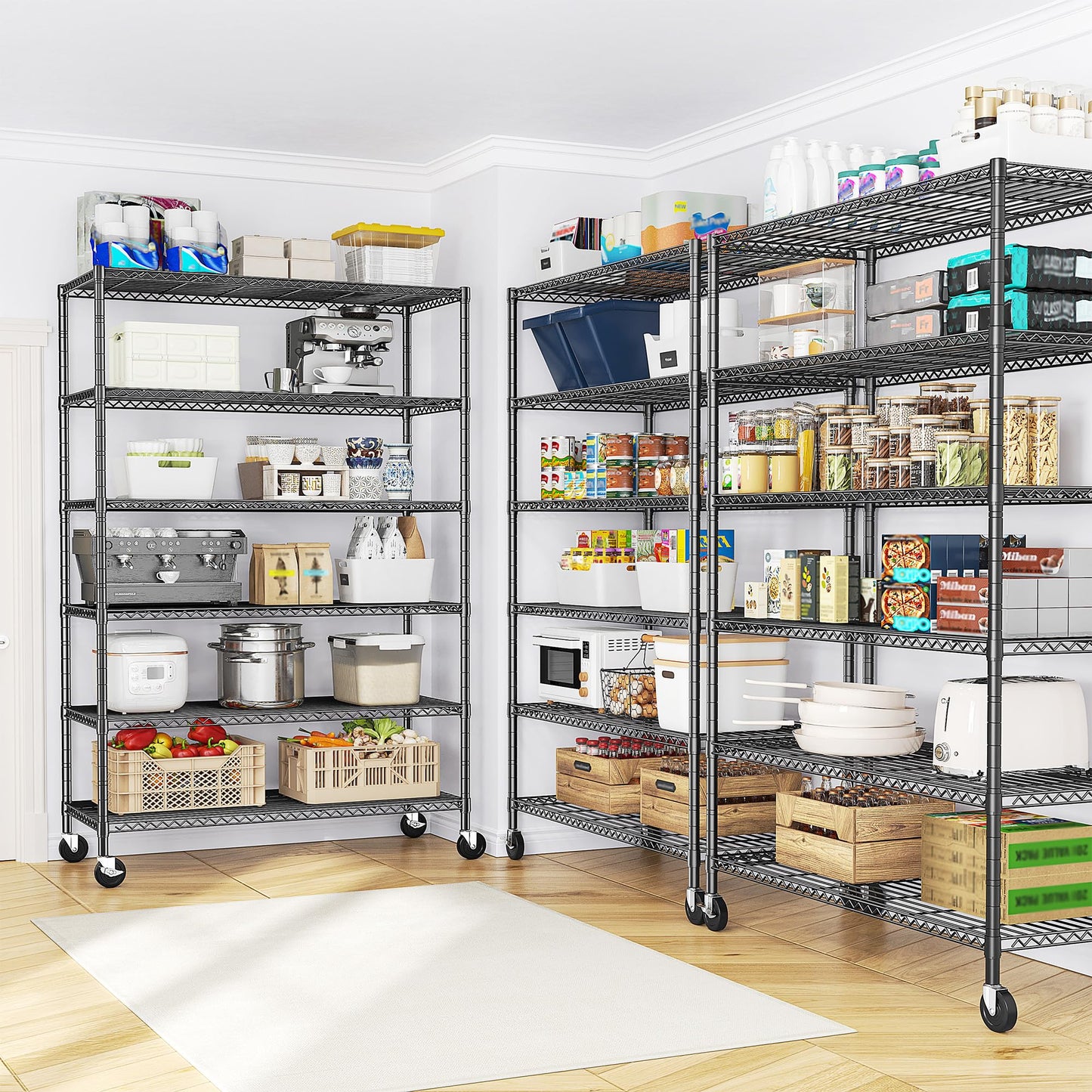 ROMORGNIZ 82" Adjustable Metal Storage Shelves with Wheels