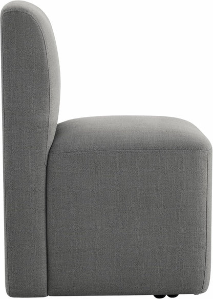 CHITA Dining Chairs with Casters Set of 4, FSC Certified Upholstered Armless Modern Rolling Dining Chairs with Rollers for Bedroom Reading Room Living Room, Grey