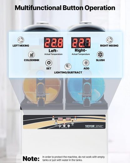 VEVOR Commercial Slushy Machine, 15Lx2 Double Tank Margarita Machine, 120 Cups Stainless Steel Margarita Smoothie Frozen Drink Machine, Slushie Machine for Party Restaurants Cafe Bars