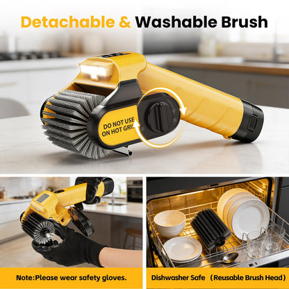 QIMEDO 5000mAh Electric Rotary Grill Brush - 800RPM Cordless