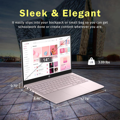 HP Stream 14" HD Laptop, Intel Processor N150, 16GB RAM, 416GB Storage (128GB UFS+288GB Docking Station Set), Intel Graphics, 1 Year Office 365, Copilot, Wi-Fi, HD Camera, Windows 11, Pink