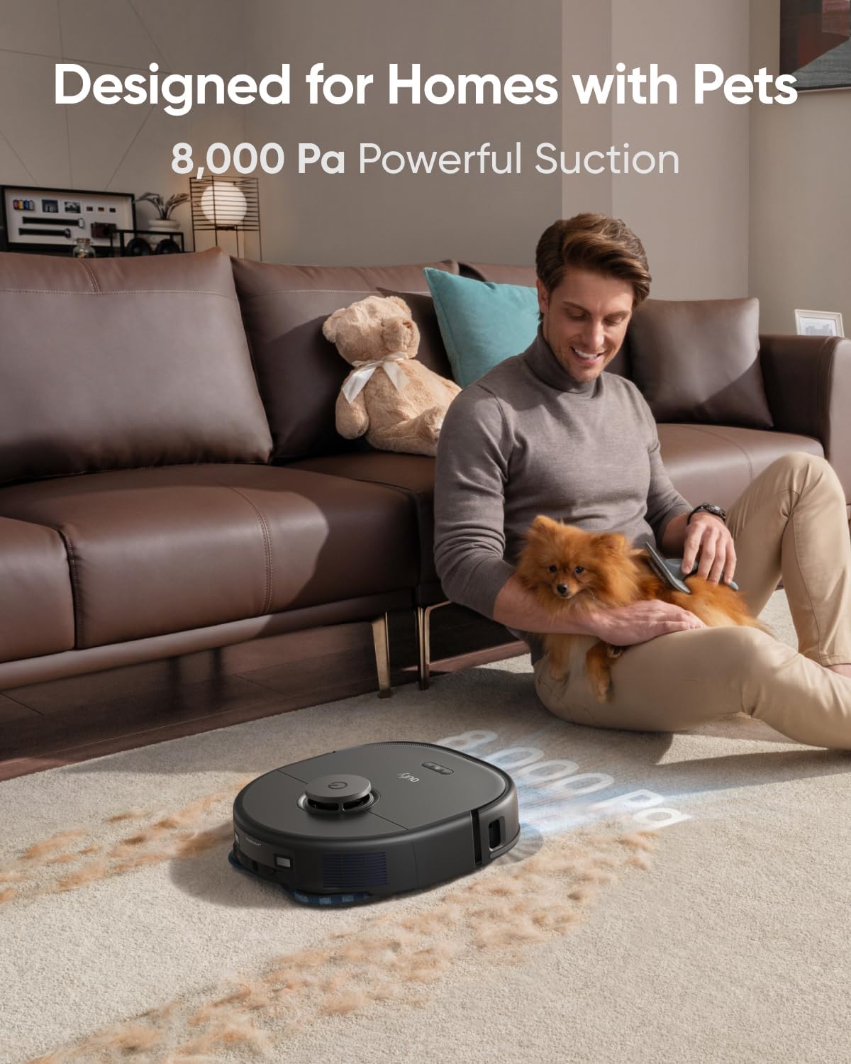 eufy X10 Pro Omni Robot Vacuum and Mop Combo, 8,000 Pa, Dual Mops with 12 mm Auto-Lift and Carpet Detection, AI Obstacle Avoidance, Auto Mop Washing&Drying, Self-Emptying, Self-Refilling